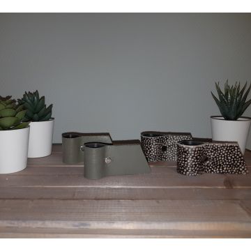 Kandelaar leer set van 2 groen