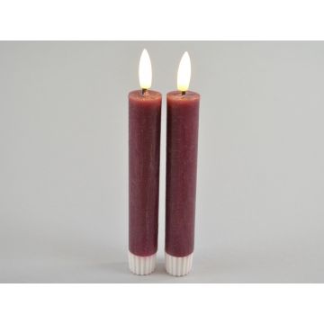 LED-Dinerkaars 2,2x16,5 cm wine red (set van 2)