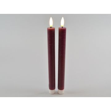 LED-Dinerkaars 2,2x24 cm wine red (set van 2)