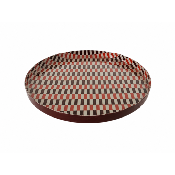 Tray Elin geblokt terra/plum Tray Elin geblokt terra/plum