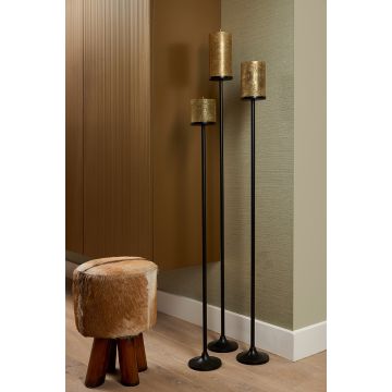 Onah; set v 3 staande stompkaars kandelaren zwart 100/110/120 cm Onah; set v 3 staande stompkaars kandelaren zwart 100/110/120 cm