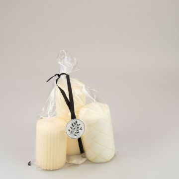 Candle giftbag 3pc offwhite