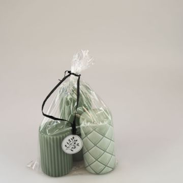 Candle giftbag 3pc sea green