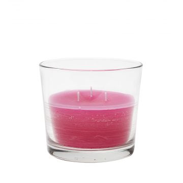 Glas kaars 14,5x12 cm fuchsia