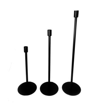 Set van 3 tafel kandelaren zwart 30/40/50 cm