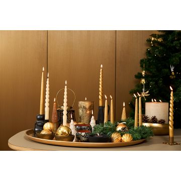 Twisted candles 2,2x25 cm gold