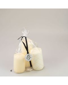 Candle giftbag 3pc offwhite