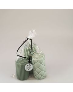 Candle giftbag 3pc sea green