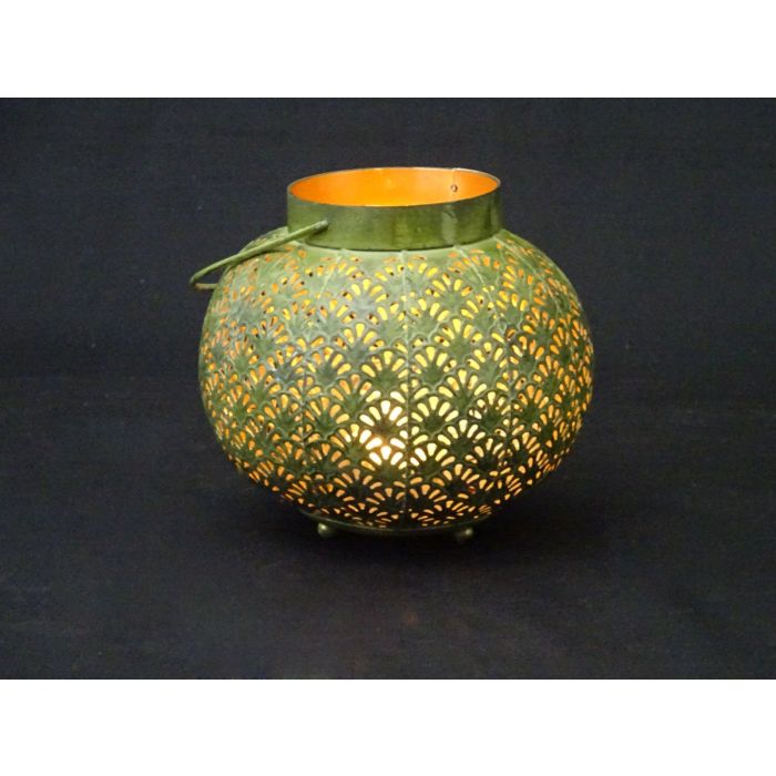 Windlicht Bol groen/goud 17x17 cm main product photo