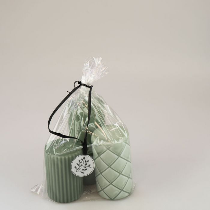 Candle giftbag 3pc sea green main product photo
