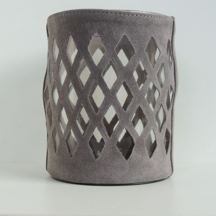 Glas met leer grijs 15 cm main product photo